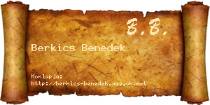 Berkics Benedek névjegykártya